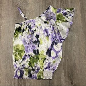 BCX Floral One Shoulder Crop Top | Shirt